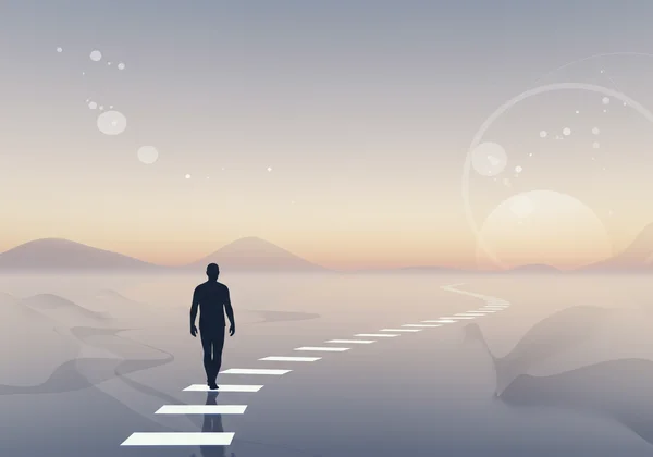 Seseorang mengambil langkah kecil ke arah penjagaan diri dan ketenangan mental