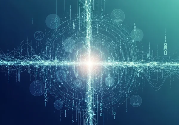 Visualisasi pemprosesan AI corak data emosi