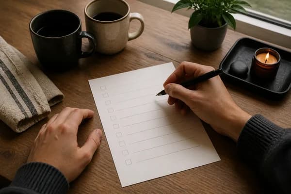 Screening notes on a quiet desk
