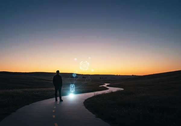 Person walking on a clear path towards a brighter future.