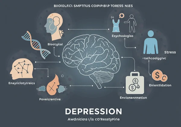 Illustration of biological, psychological, environmental factors
