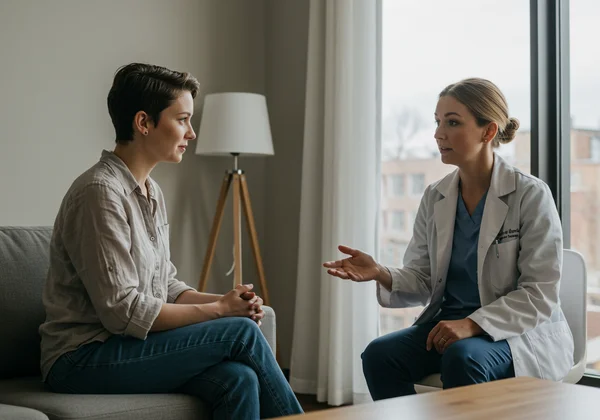 Person talking with a mental health professional